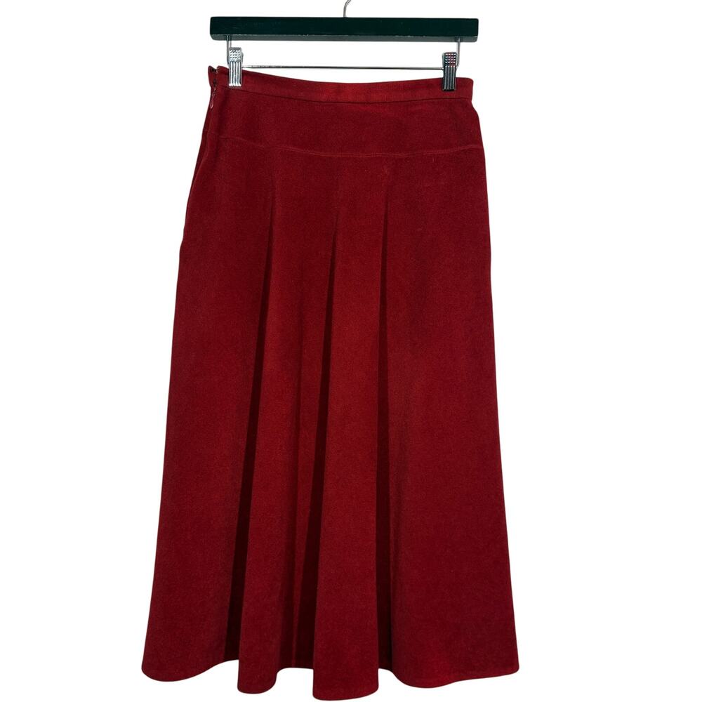 Vintage 70s Vanity Fair Felted A Line Skirt Midi Rust Red Casual Soft - 12